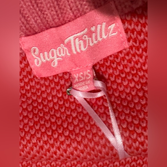 NWT Sugar Thrillz Heart Knit Skirt Red Pink S / XS - Picture 4 of 6